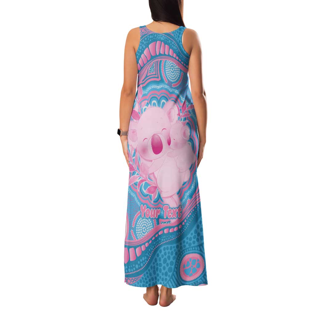 Koala Mum Australia Mother's Day Personalised Tank Maxi Dress Pink and Blue Aboriginal Art