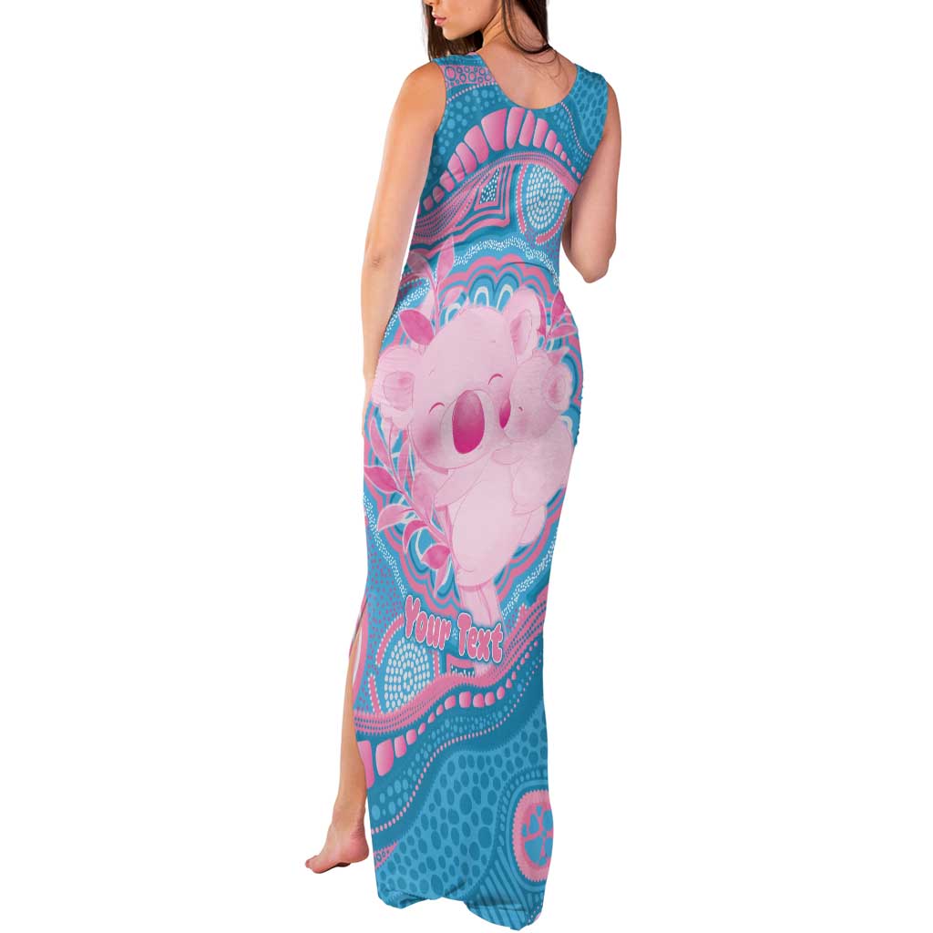 Koala Mum Australia Mother's Day Personalised Tank Maxi Dress Pink and Blue Aboriginal Art