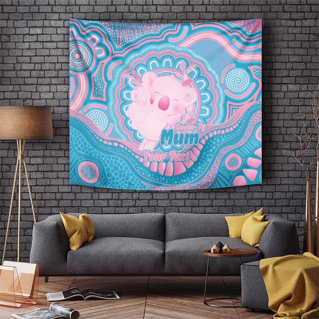 Koala Mum Australia Mother's Day Personalised Tapestry Pink and Blue Aboriginal Art