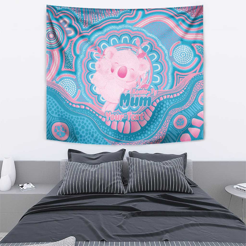 Koala Mum Australia Mother's Day Personalised Tapestry Pink and Blue Aboriginal Art