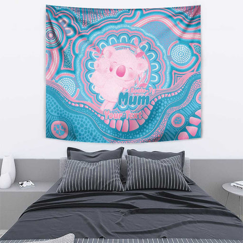 Koala Mum Australia Mother's Day Personalised Tapestry Pink and Blue Aboriginal Art