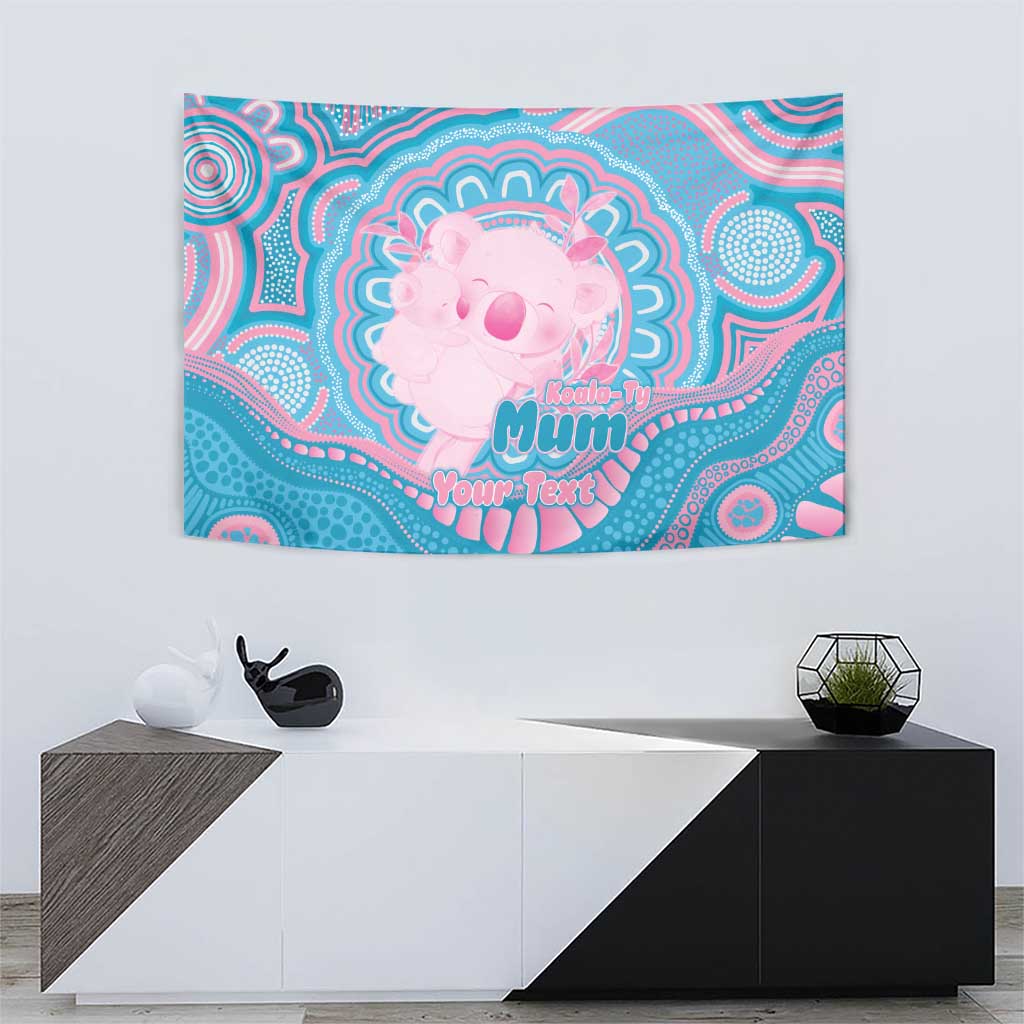 Koala Mum Australia Mother's Day Personalised Tapestry Pink and Blue Aboriginal Art