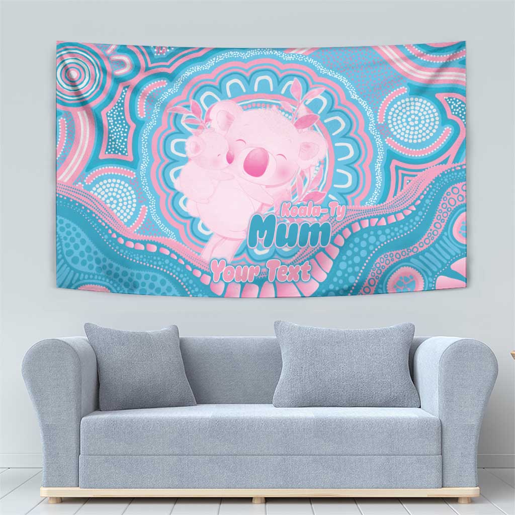 Koala Mum Australia Mother's Day Personalised Tapestry Pink and Blue Aboriginal Art
