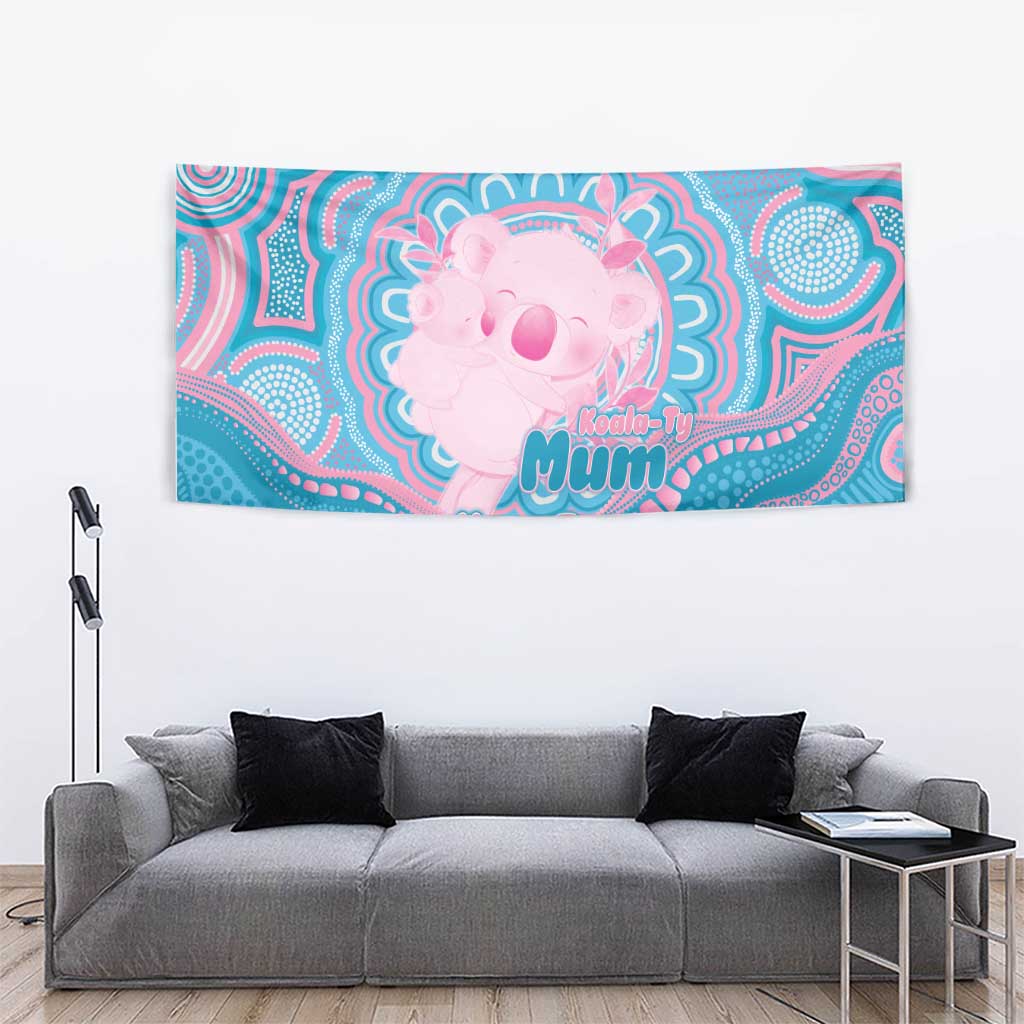 Koala Mum Australia Mother's Day Personalised Tapestry Pink and Blue Aboriginal Art