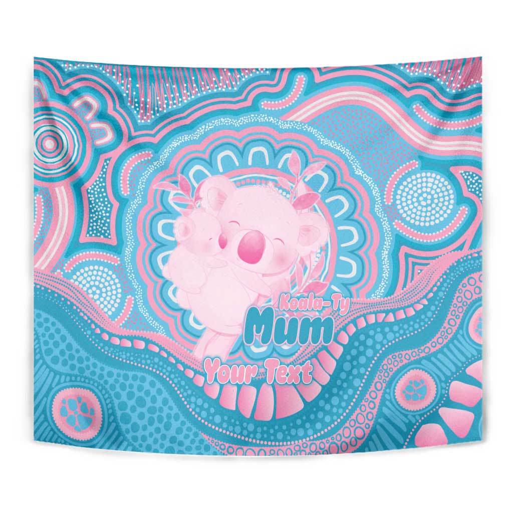 Koala Mum Australia Mother's Day Personalised Tapestry Pink and Blue Aboriginal Art