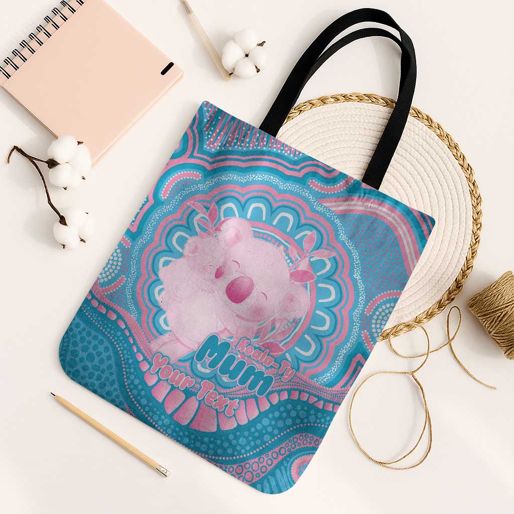 Koala Mum Australia Mother's Day Personalised Tote Bag Pink and Blue Aboriginal Art