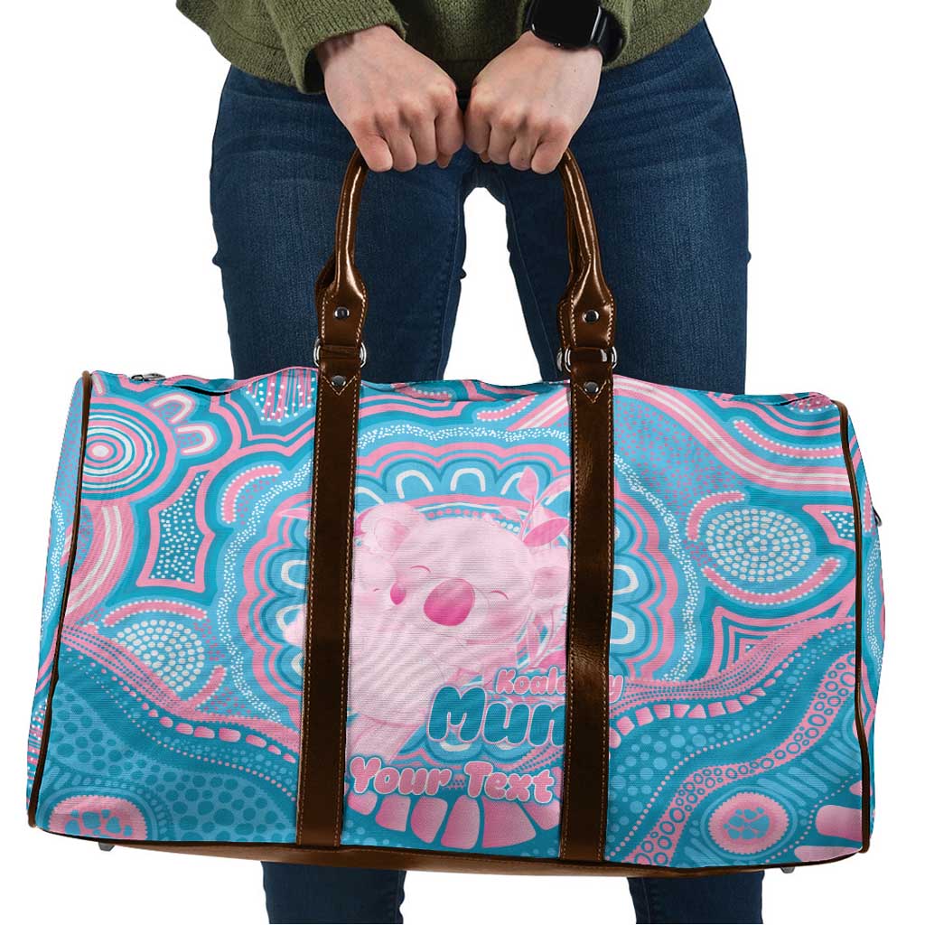 Koala Mum Australia Mother's Day Personalised Travel Bag Pink and Blue Aboriginal Art