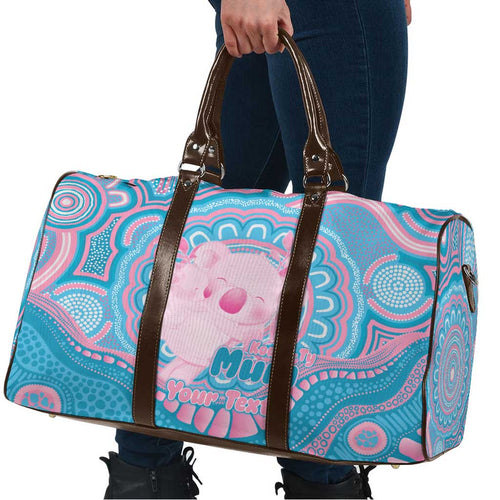 Koala Mum Australia Mother's Day Personalised Travel Bag Pink and Blue Aboriginal Art