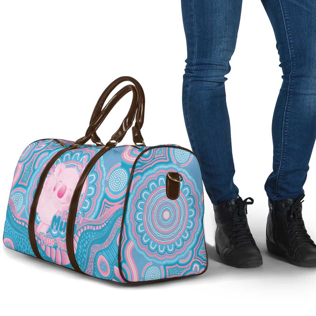 Koala Mum Australia Mother's Day Personalised Travel Bag Pink and Blue Aboriginal Art