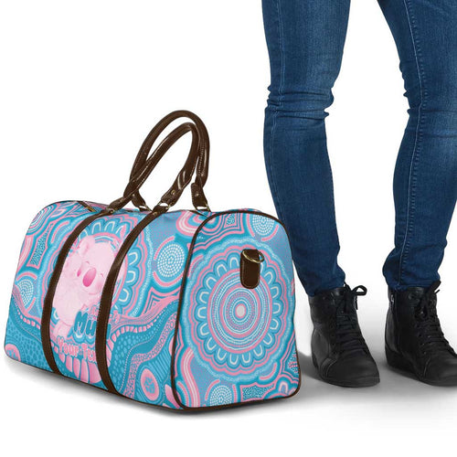 Koala Mum Australia Mother's Day Personalised Travel Bag Pink and Blue Aboriginal Art