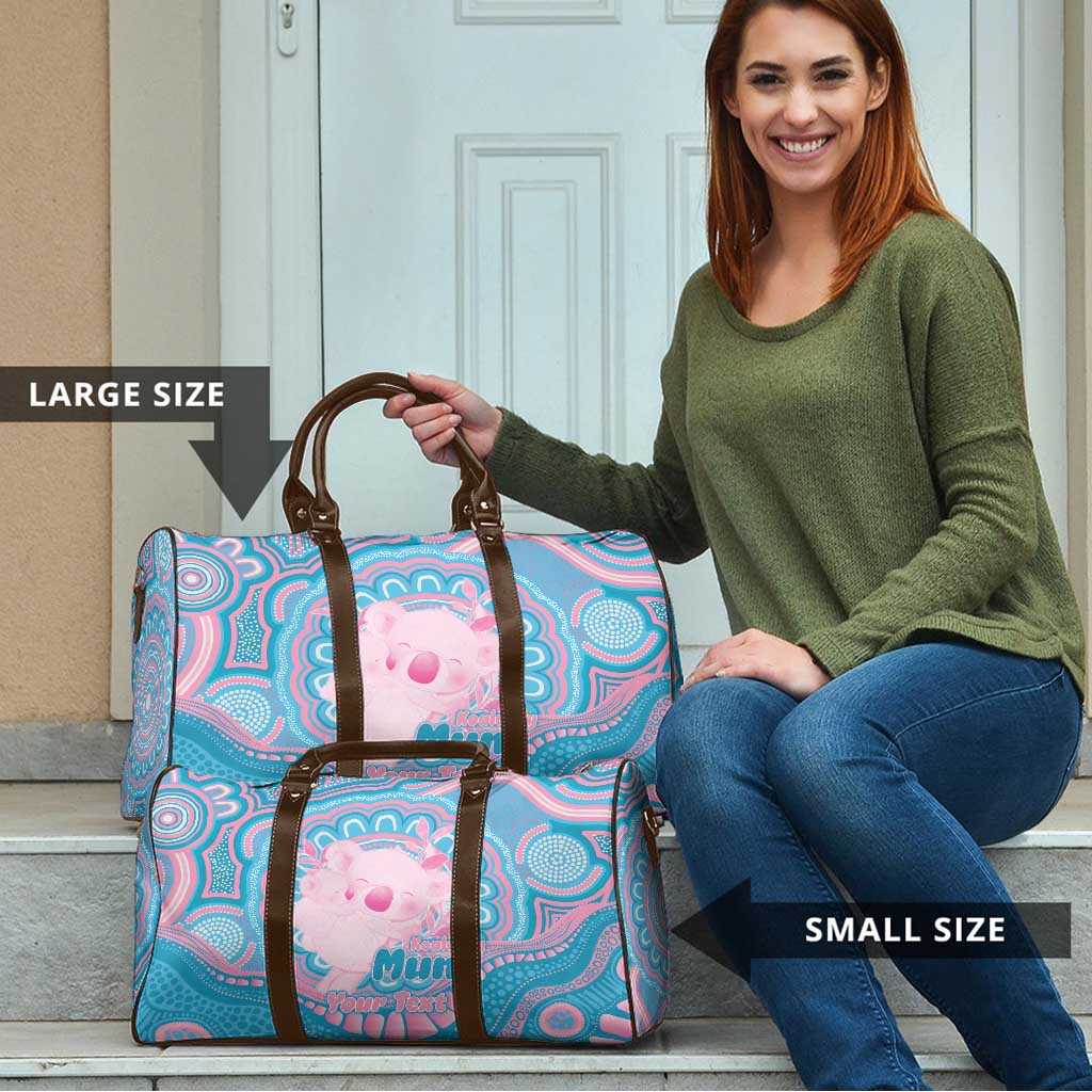 Koala Mum Australia Mother's Day Personalised Travel Bag Pink and Blue Aboriginal Art