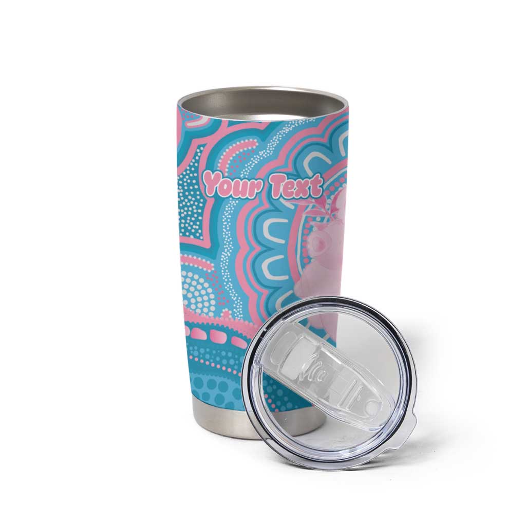 Koala Mum Australia Mother's Day Personalised Tumbler Cup Pink and Blue Aboriginal Art