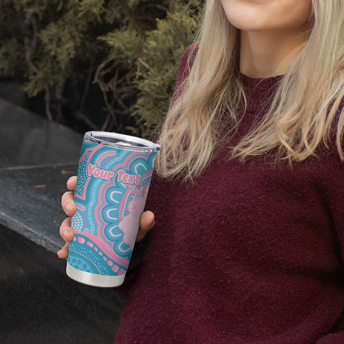 Koala Mum Australia Mother's Day Personalised Tumbler Cup Pink and Blue Aboriginal Art