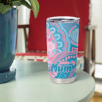Koala Mum Australia Mother's Day Personalised Tumbler Cup Pink and Blue Aboriginal Art