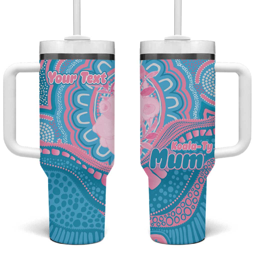 Koala Mum Australia Mother's Day Personalised Tumbler With Handle Pink and Blue Aboriginal Art