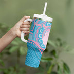 Koala Mum Australia Mother's Day Personalised Tumbler With Handle Pink and Blue Aboriginal Art