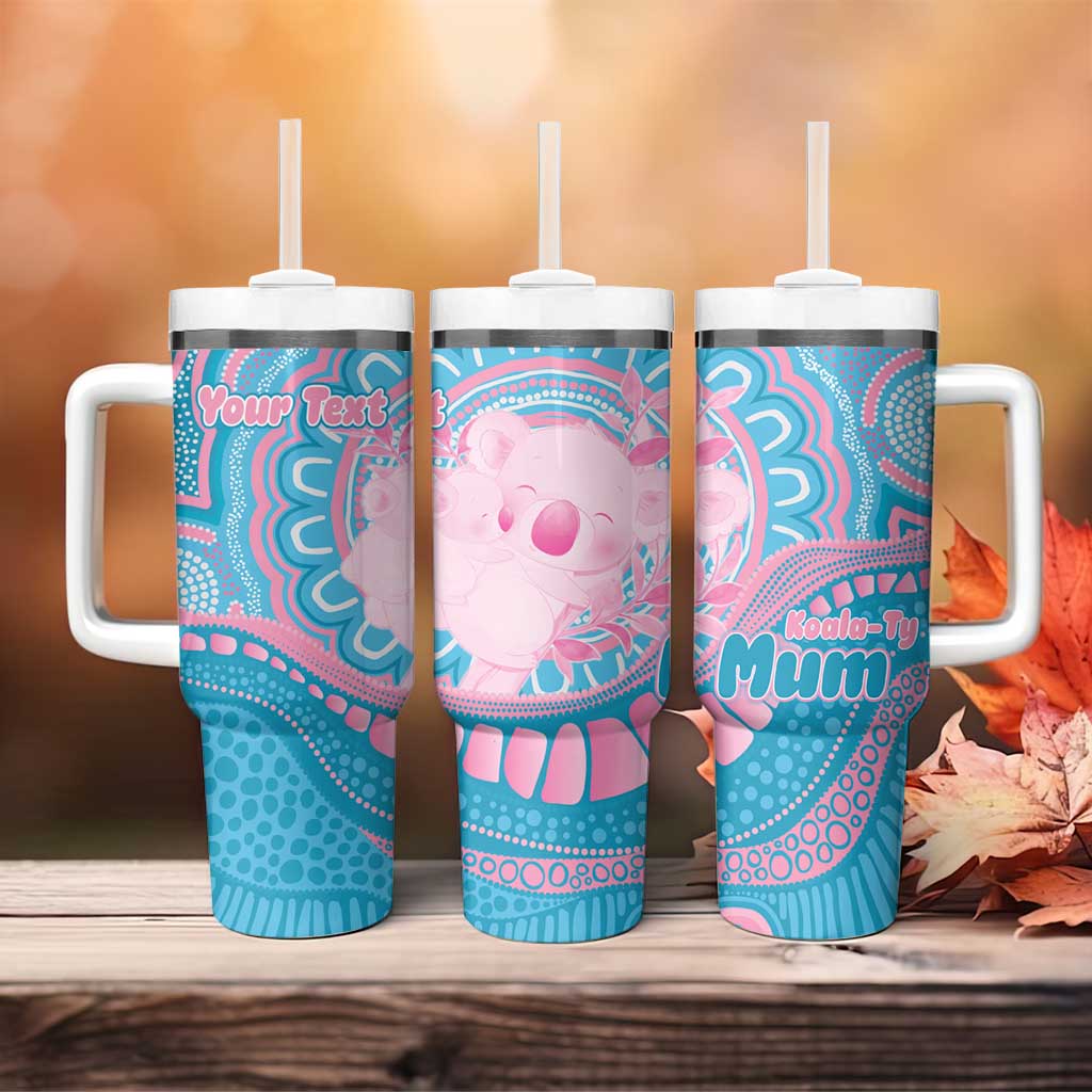 Koala Mum Australia Mother's Day Personalised Tumbler With Handle Pink and Blue Aboriginal Art