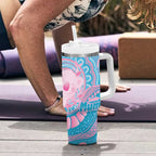 Koala Mum Australia Mother's Day Personalised Tumbler With Handle Pink and Blue Aboriginal Art