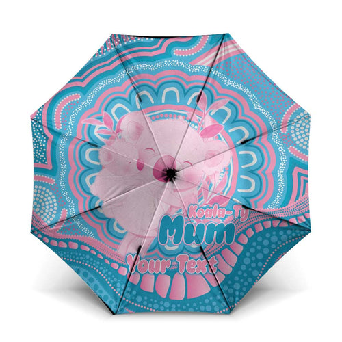 Koala Mum Australia Mother's Day Personalised Umbrella Pink and Blue Aboriginal Art
