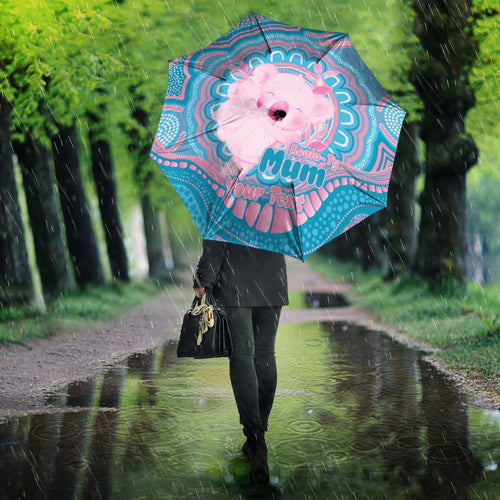 Koala Mum Australia Mother's Day Personalised Umbrella Pink and Blue Aboriginal Art