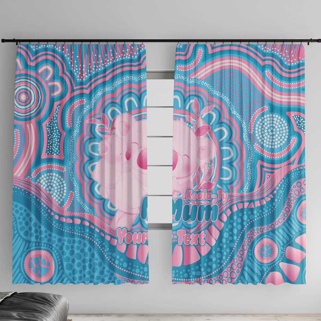 Koala Mum Australia Mother's Day Personalised Window Curtain Pink and Blue Aboriginal Art
