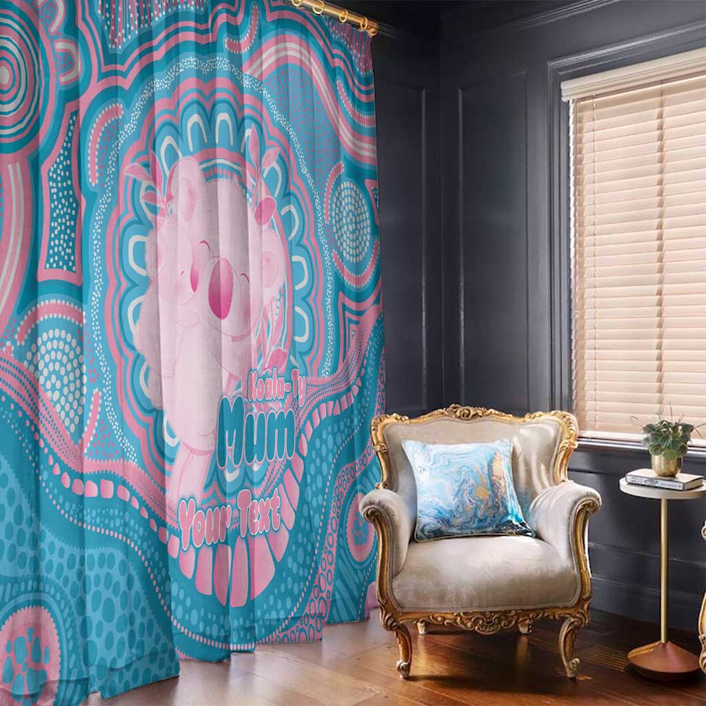 Koala Mum Australia Mother's Day Personalised Window Curtain Pink and Blue Aboriginal Art