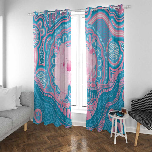 Koala Mum Australia Mother's Day Personalised Window Curtain Pink and Blue Aboriginal Art