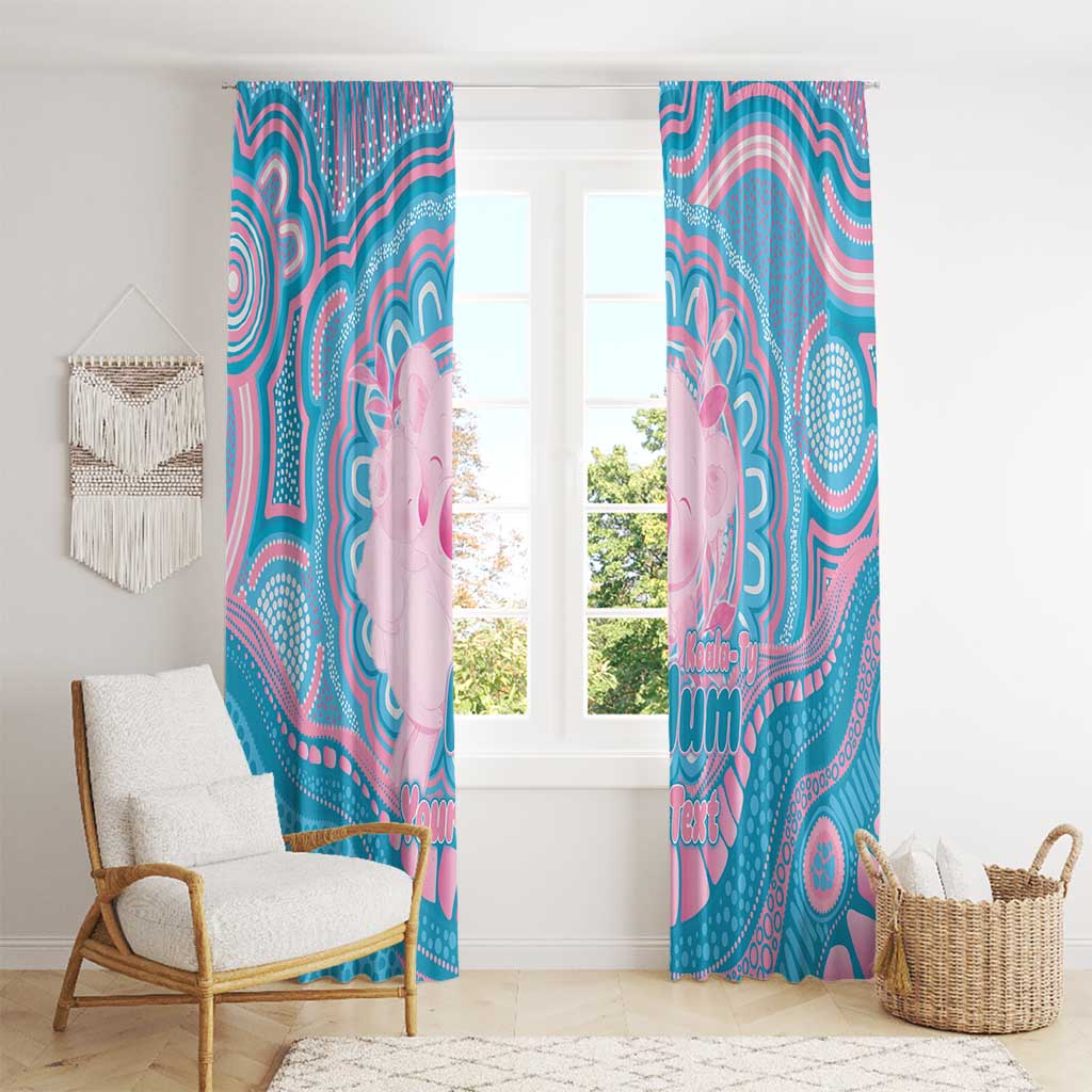 Koala Mum Australia Mother's Day Personalised Window Curtain Pink and Blue Aboriginal Art
