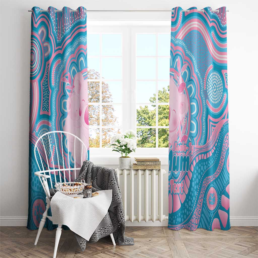 Koala Mum Australia Mother's Day Personalised Window Curtain Pink and Blue Aboriginal Art
