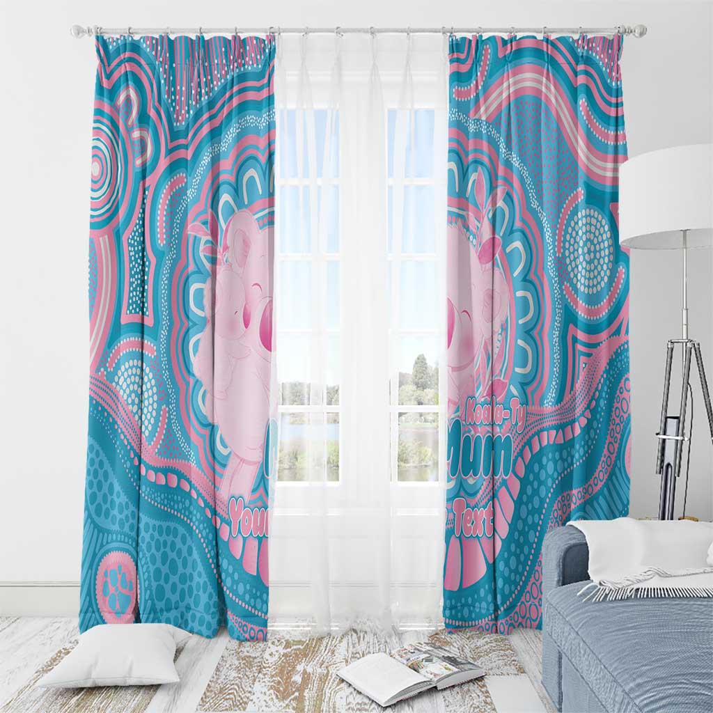 Koala Mum Australia Mother's Day Personalised Window Curtain Pink and Blue Aboriginal Art