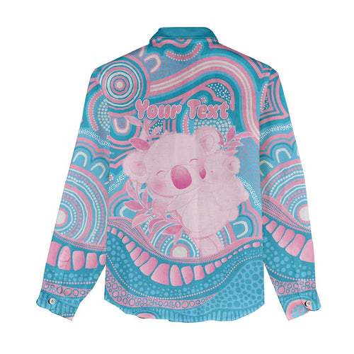 Koala Mum Australia Mother's Day Personalised Women Casual Shirt Pink and Blue Aboriginal Art