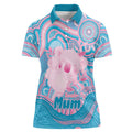 Koala Mum Australia Mother's Day Personalised Women Polo Shirt Pink and Blue Aboriginal Art