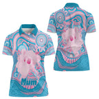 Koala Mum Australia Mother's Day Personalised Women Polo Shirt Pink and Blue Aboriginal Art