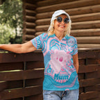 Koala Mum Australia Mother's Day Personalised Women Polo Shirt Pink and Blue Aboriginal Art