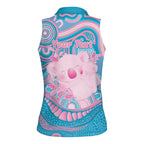 Koala Mum Australia Mother's Day Personalised Women Sleeveless Polo Shirt Pink and Blue Aboriginal Art