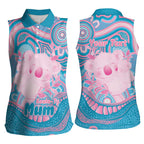 Koala Mum Australia Mother's Day Personalised Women Sleeveless Polo Shirt Pink and Blue Aboriginal Art