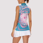 Koala Mum Australia Mother's Day Personalised Women Sleeveless Polo Shirt Pink and Blue Aboriginal Art