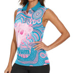Koala Mum Australia Mother's Day Personalised Women Sleeveless Polo Shirt Pink and Blue Aboriginal Art
