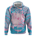 Koala Mum Australia Mother's Day Personalised Zip Hoodie Pink and Blue Aboriginal Art