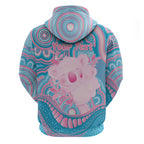 Koala Mum Australia Mother's Day Personalised Zip Hoodie Pink and Blue Aboriginal Art