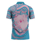 Koala Mum Australia Mother's Day Personalised Zipper Polo Shirt Pink and Blue Aboriginal Art