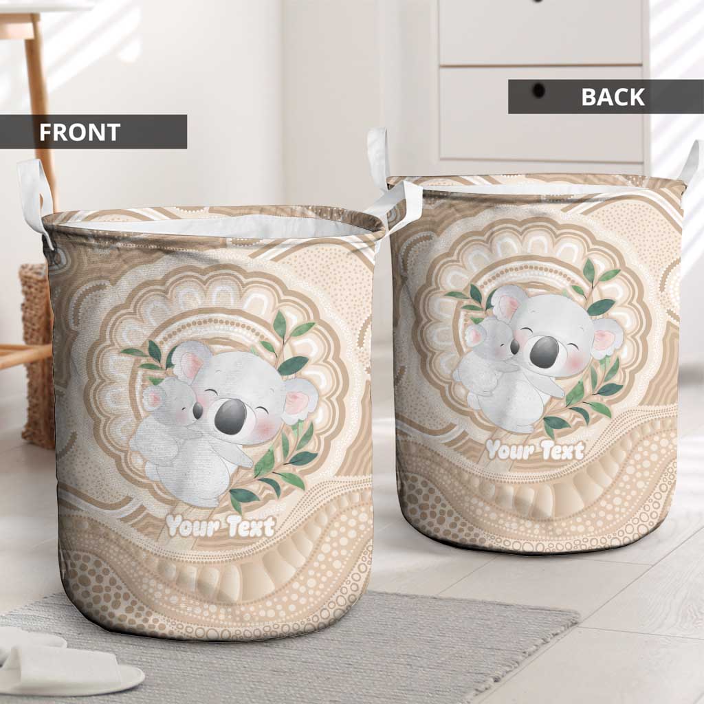 Koala Mum Australia Mother's Day Personalised Laundry Basket Beige Aboriginal Art