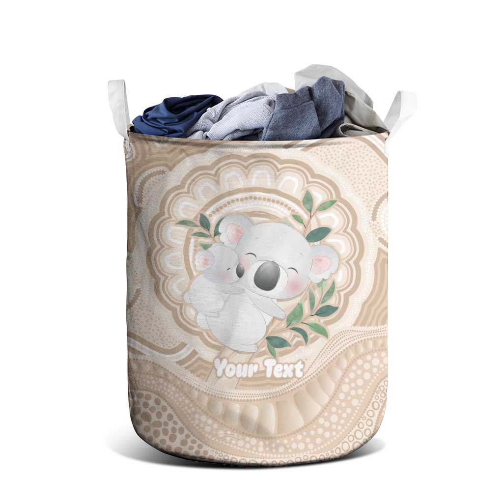 Koala Mum Australia Mother's Day Personalised Laundry Basket Beige Aboriginal Art