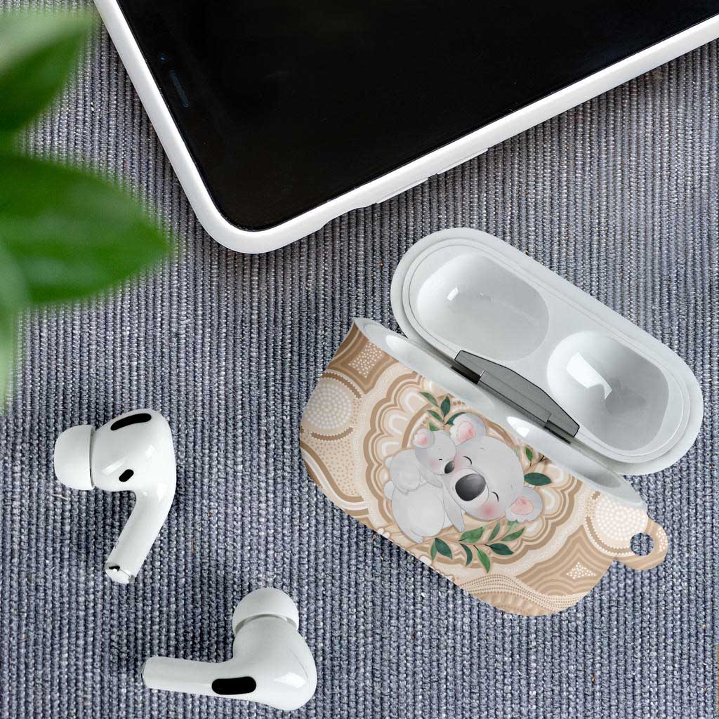 Koala Mum Australia Mother's Day Personalised AirPods Case Beige Aboriginal Art