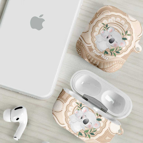 Koala Mum Australia Mother's Day Personalised AirPods Case Beige Aboriginal Art