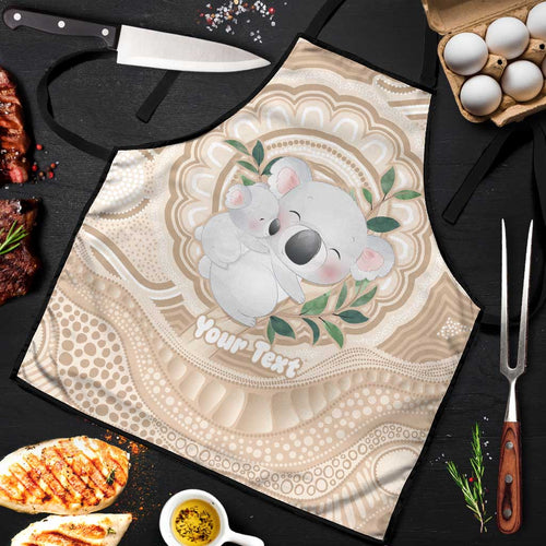 Koala Mum Australia Mother's Day Personalised Apron Beige Aboriginal Art