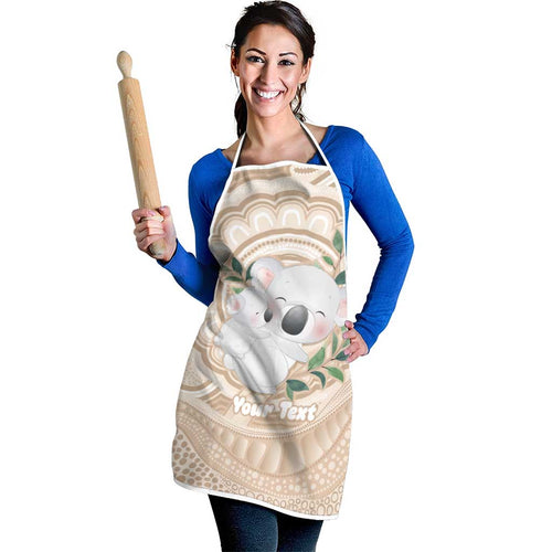 Koala Mum Australia Mother's Day Personalised Apron Beige Aboriginal Art