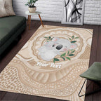 Koala Mum Australia Mother's Day Personalised Area Rug Beige Aboriginal Art