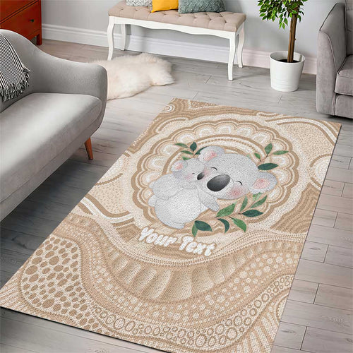 Koala Mum Australia Mother's Day Personalised Area Rug Beige Aboriginal Art