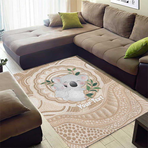 Koala Mum Australia Mother's Day Personalised Area Rug Beige Aboriginal Art